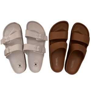 Rubber White and Terracotta Rubber Slip On Birks Sandals Bundle